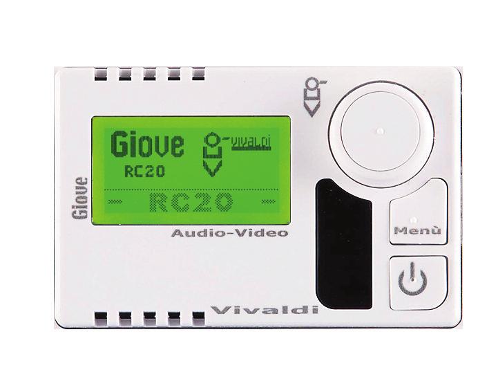 Giove RC20 user manual Switch the RC20 on or off with a single, short pressing of key. Menu key enables movement between three menus: VolUMe, INPUT, SeTUP.