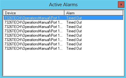 3.7 Alarms The Alarms menu displays occurring alarms. If programs options are setup to expand alarms, the Alarms menu automatically expands displaying alarms as they occur.