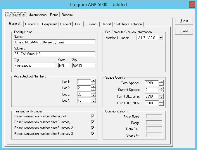 3.8.6 AMG-2000 Use the Program tabs to configure System options, enable the gate arm, configure basic operation, enable read when full, set the issue mode, set the management password, edit counters,