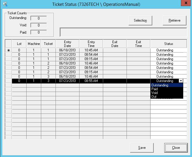 6.2 Ticket Status The status of individual tickets can be tracked via the Ticket Status menu.