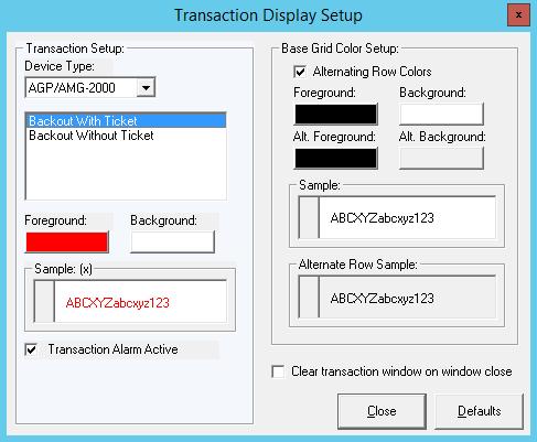 8.1.2 Configuring Transaction Windows Use the Transaction Display Setup menu to configure the appearance for each device type transaction window and transaction type.