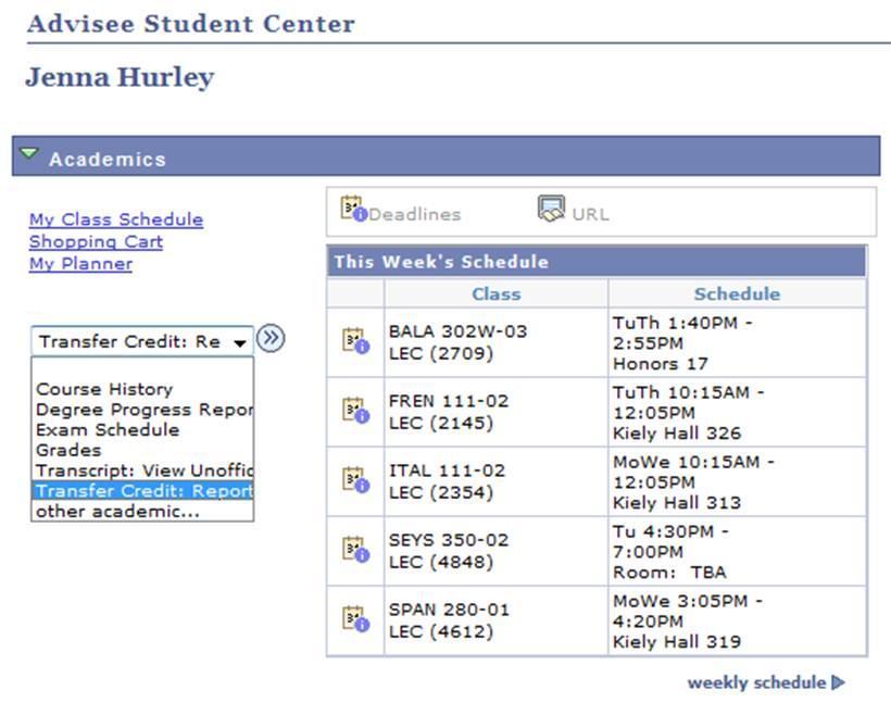 6. In the Academics section, click the other academic dropdown box