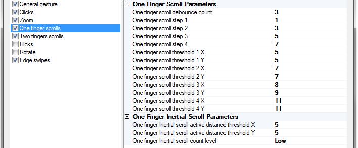 PSoC Creator Component Datasheet ST Scroll (One finger Scroll) Parameters One finger Scroll Threshold 1_X This parameter sets the active distance in X direction that has to be exceeded to trigger