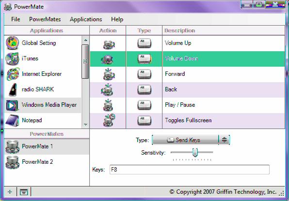 Configuring Applications Click on an application's icon in the list. It becomes highlighted. Click on one of the Action icons ito the right.