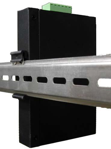 1 Mount IES-1050A / 1080A Series on DIN-Rail Step 1: Slant the switch and mount the metal spring to DIN-Rail.