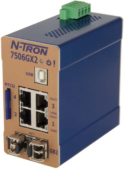 Fully Managed Gigabit Ethernet for High Traffic Industrial Applications The N-Tron all-gigabit 7506GX2 is designed to provide maximum performance in harsh, high traffic applications such as security