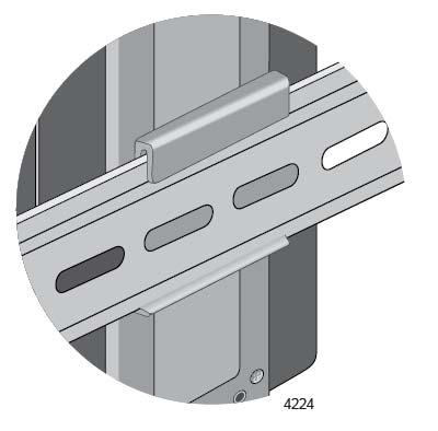 Chapter 3: Installing the Switch 3. Visually inspect the bracket to verify that the DIN rail is now fitted into the top and bottom slots. Refer to Figure 20. Top slot Bottom slot Figure 20.