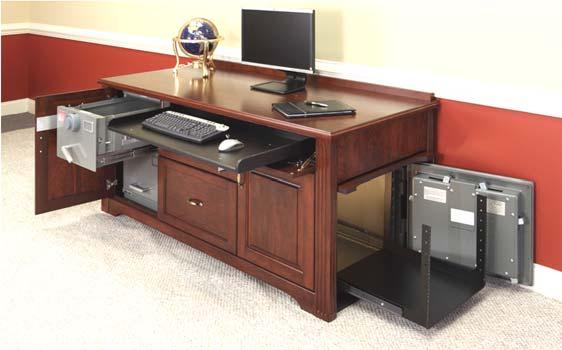 Credenza / Buffet Workstation 2-Drawer File Safe TSM191D with Slide-out Rack Conceals IPS Container and NIPR PC or 2- Drawer File