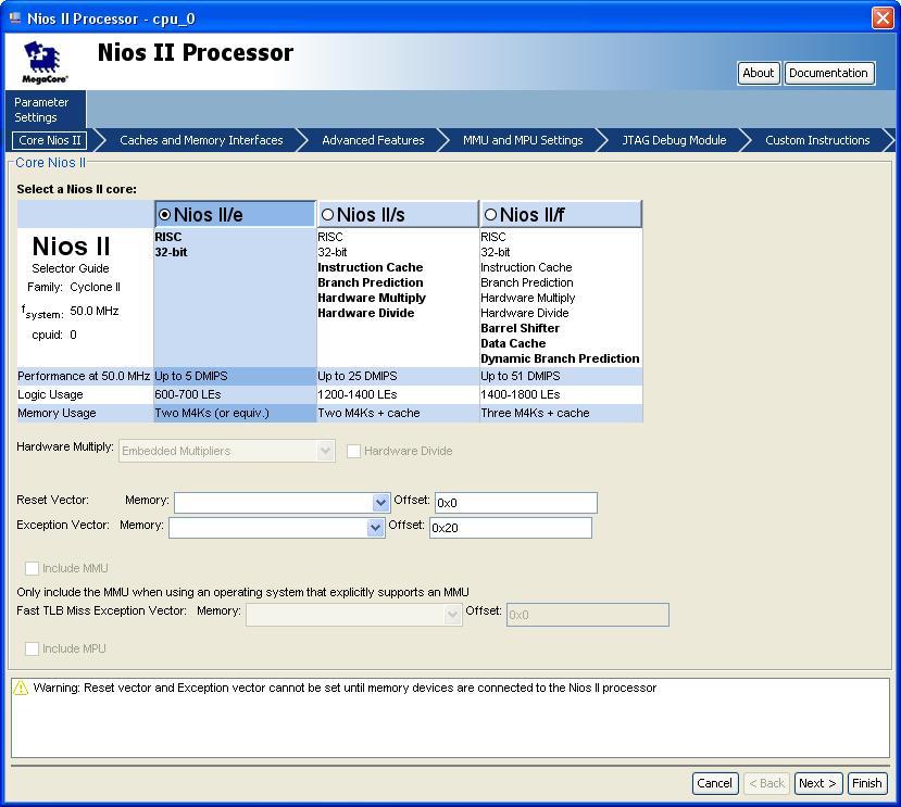 5. Next, specify the processor as follows: On the left side of the window in Figure 5 expand Processors, select Nios II Processor and click Add, which leads to the window in Figure 6.