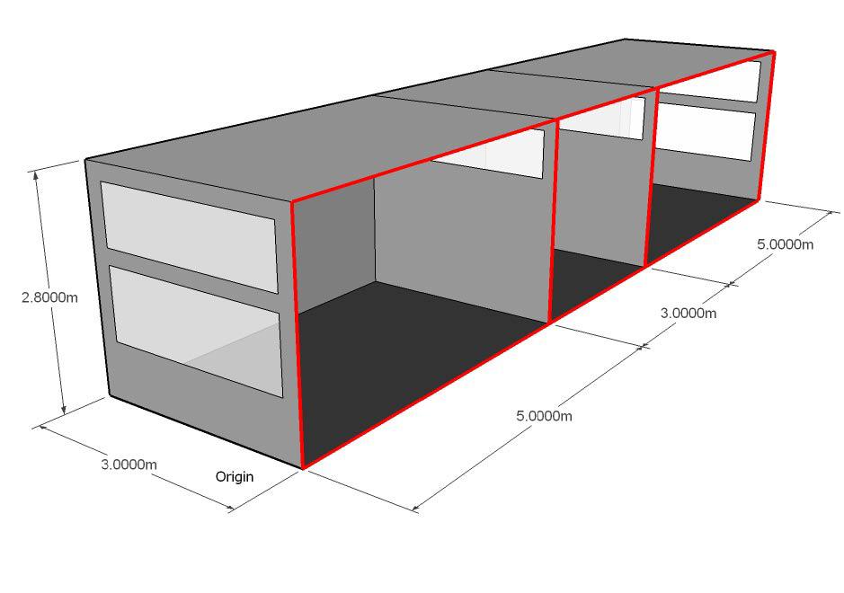 Figure 5.1-2: Sketchup Visualization one of the thirty identical blocks out of which the building is made up.