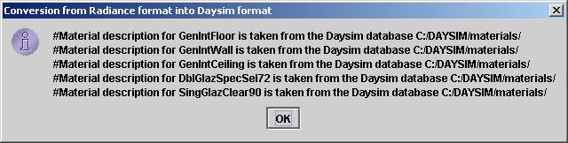 Figure 5.1-12: Import 3D Building Model dialog box (continued). When importing a 3d Studio file, Daysim first converts the file using via the mgf format into Radiance file format.