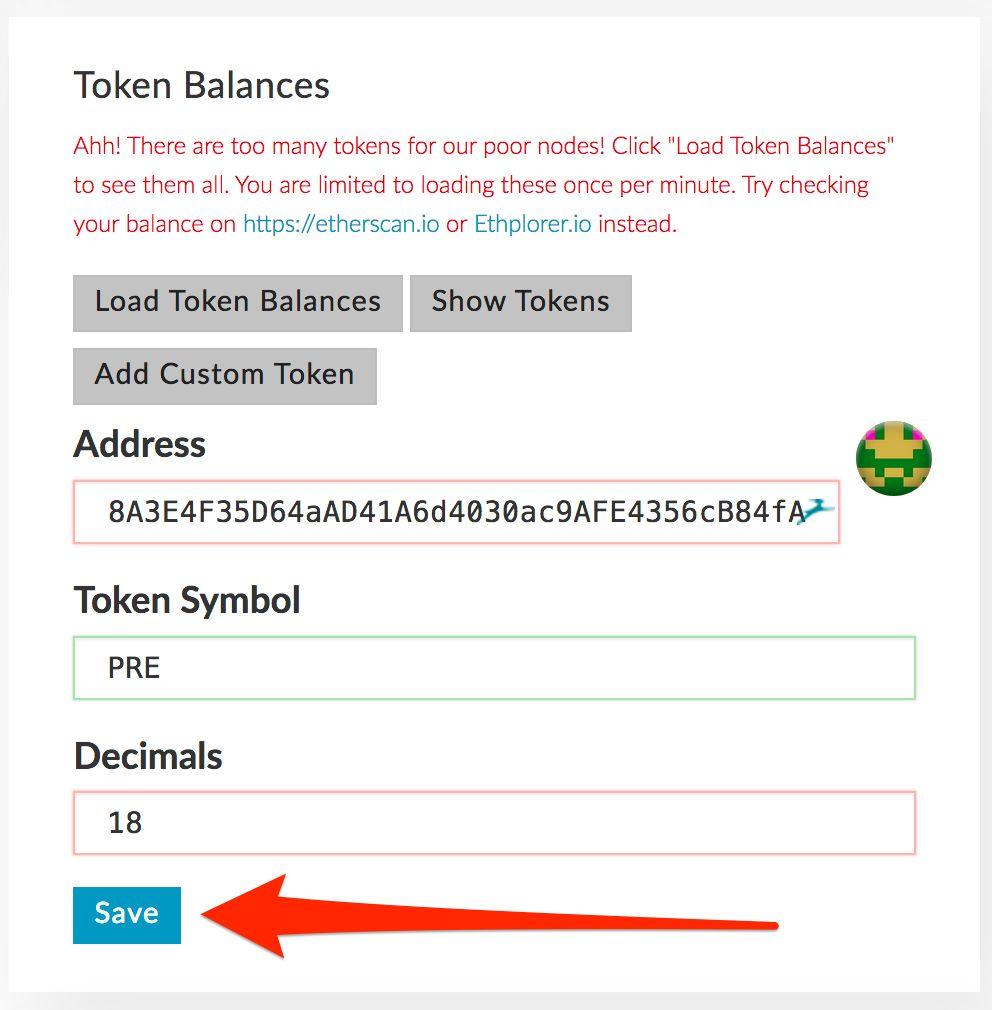 following token details in the provided fields as shown