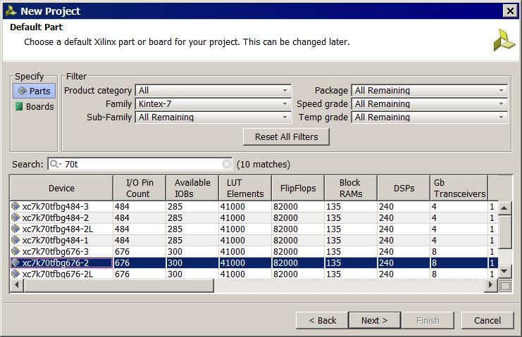 Figure 3: New Project Wizard Import Ports Page 7. In the Default Part page, set the following options, and click Next.