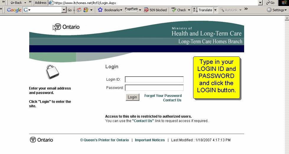 3. The Login screen [Screen 3] of ltchomes.net is displayed. Enter your Login ID and your Password, and click the LOGIN button.