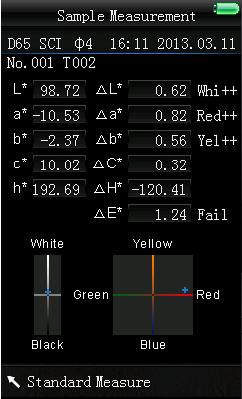 You can add one or more sample measurements to this reading. To do so, you have to switch to the Sample Measurement screen: 1.