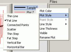 selection to change plot color Plot Style Opens a menu to format the plot line style Point