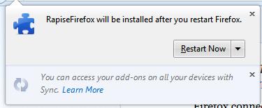Once Firefox is started again, you should now see the RapiseFirefox Add-On listed in the Extensions section of the Firefox Add-ons