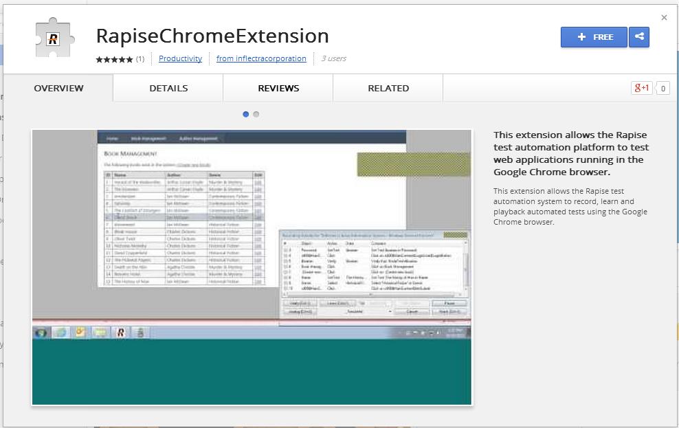 2. Click on the Rapise Extension for Google Chrome hyperlink and it will take you to the Chome store: 3.