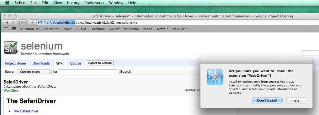are now ready to test web applications running on Safari.