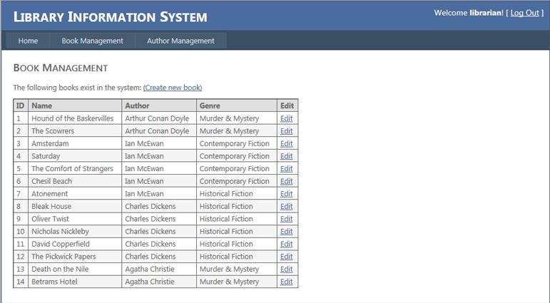You should now be on the Book Management page (see the below image).