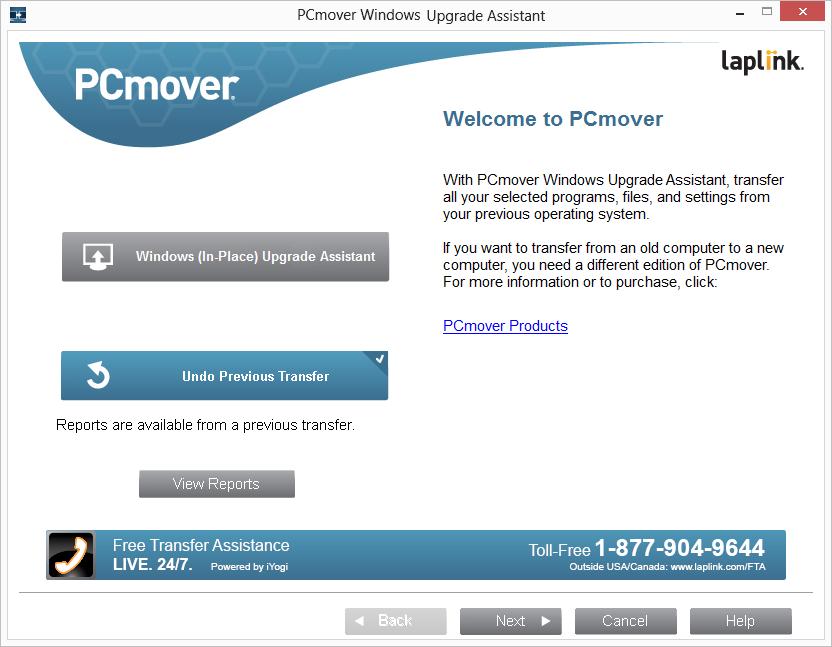 Undoing PCmover PCmover allows you to revert your upgraded PC to its original state before your programs, files, and settings were restored to your PC.