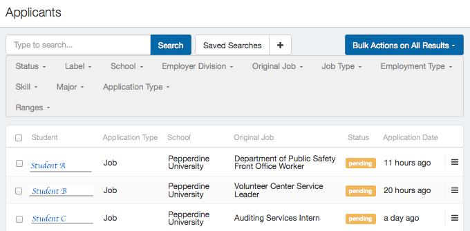 Reviewing Applicants Off-Campus Employers 4. Log into Handshake. 5. In the left panel, click on Applications under Postings. 6.