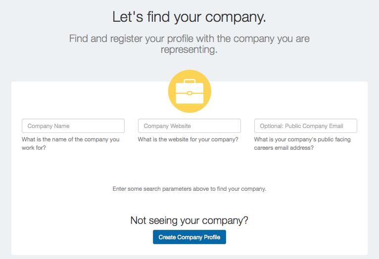 9. If your company name or organization does not appear, please select to Create Company Profile at the bottom of the page. 10. You will then be asked to create your company profile.