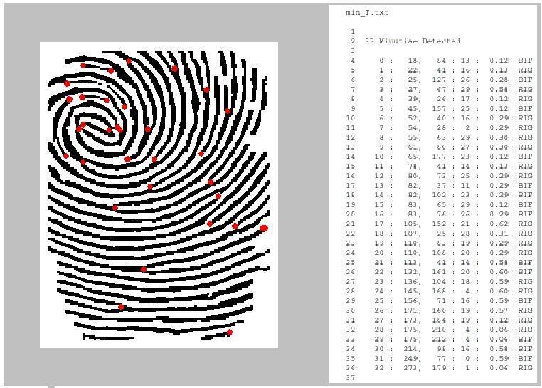 Figure 13 Mapping minutia points to locations MEASURING PERFORMANCE ON BIOMETRIC SYSTEMS Measuring the actual performance of a biometric system is a complex process affected by various factors,