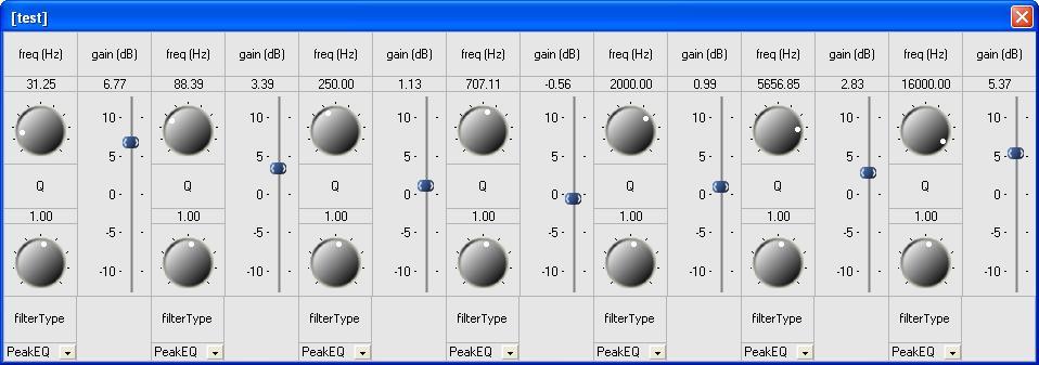 DSP example graphic equalizer Real-time Demo 7 band parametric EQ 32-bit precision