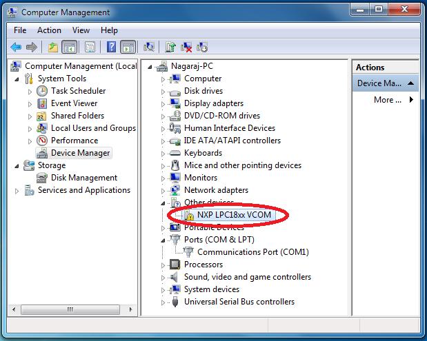 Steps to install the VCOM drivers on windows 7 machine: Step 1: Connect USB1