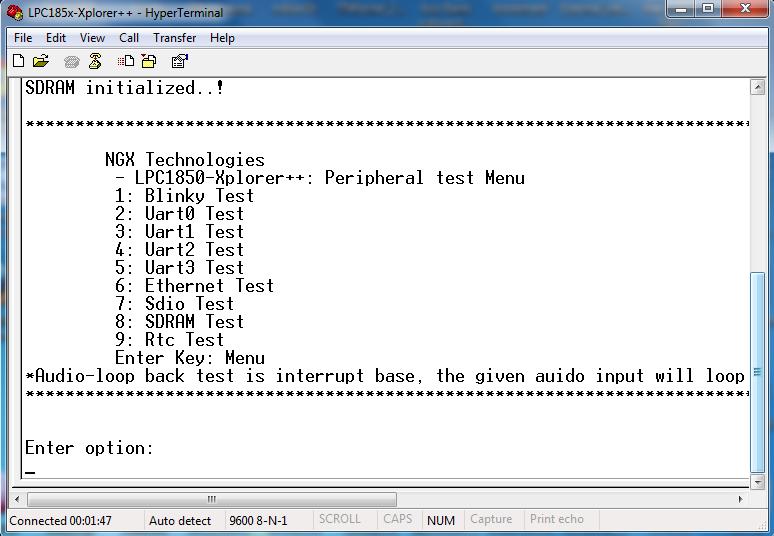 3.3.2 User Input Switch Test setup and verification: Once the VCOM drivers are installed the Xplorer++ waits for the User Input Switch to be pressed.