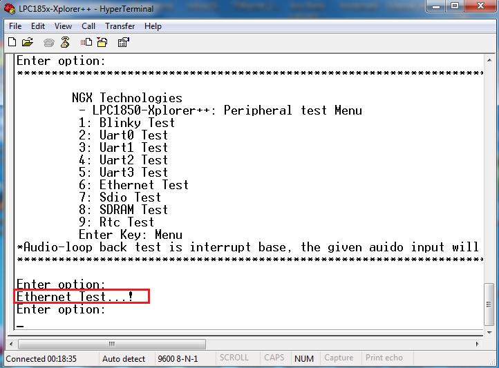3.3.7 Ethernet Test setup and verification: To test Ethernet, enter
