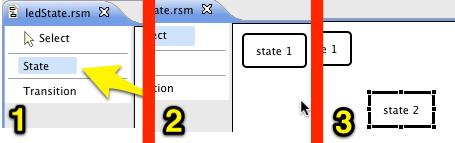 doing the following: first, click on the state button in the state machine diagram editor; second, click in the editor where you d like to place the new state and then release the mouse button see
