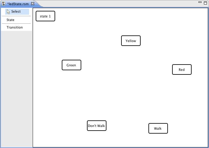 Figure 18.5. Layout of the states in the State machine editor for the software state machine. 18.3.
