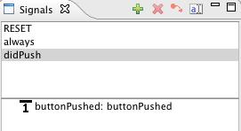 element in the bottom half and set it by selecting Input -> buttonpushed from the context menu. Next add a transition from Green to Yellow.