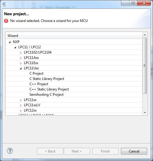 Figure 5.2. New Project: wizard selection You can now select the type of project that you wish to create.
