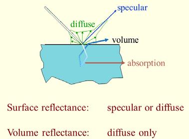 2) reflectance from a brushed metal surface. Volume Reflectance Reflectance originating within the interior of an object.