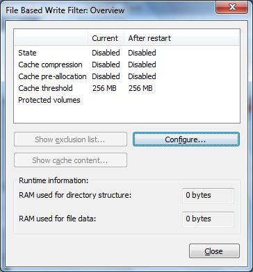Enabling Embedded Filters Configuring File-Based Write Filters (FBWF) To enable FBWF, do