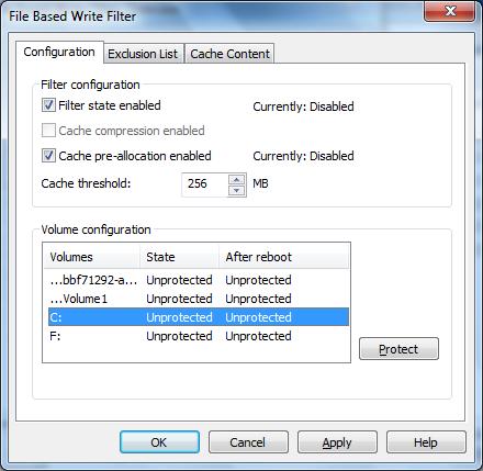 Enabling Embedded Filters 3. In the Configuration tab, check the Filter state enabled and Cache pre-allocation enabled boxes.