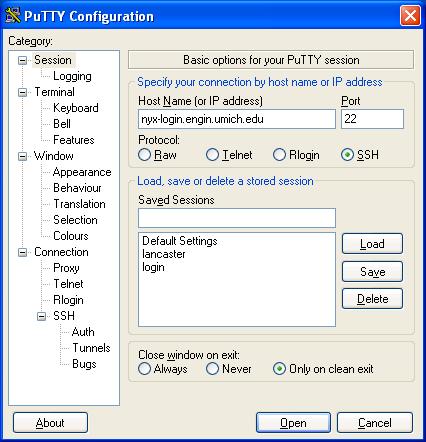 Logging in: Windows Putty is a freely available SSH client for windows http: