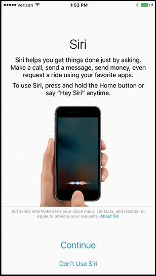 Or you can set it up later. 10. Choose whether to setup Siri or you can skip by Don t Use Siri and setup later.
