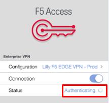 5. F5 Access App is now connected 2.