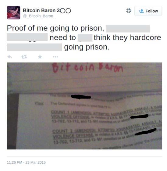 Bitcoin Baron December 2014 - January 2015 claimed responsibility for 11 DDoS attacks against