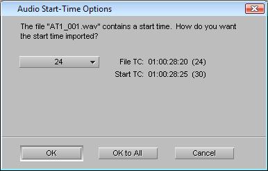 Broadcast Wave File Support In previous releases, when you imported a Broadcast Wave file (BWF), you did not always receive a dialog box asking what the timecode frame rate was used for recording and