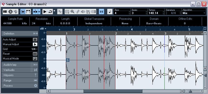 Auto Adjust If you want to use an audio file with unknown tempo or if the beat of your loop is not straight, you have to change the definition of this audio file first.