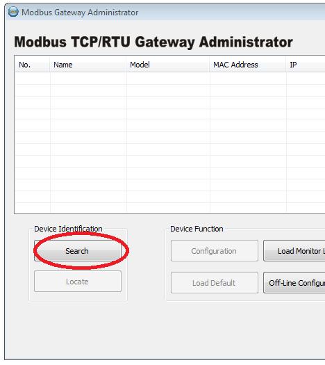 Broadcast Search allows to find Modbus Gateway s on the LAN by sending a Layer-2 based Ethernet broadcast frame independant of used IP addresses. Detected devices will be displayed in the windows.
