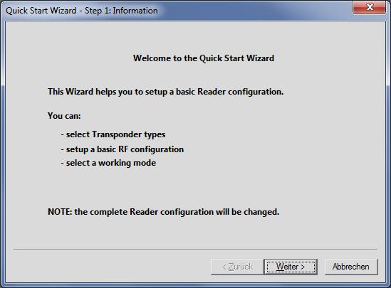 Step 2: Welcome Dialog of Quick