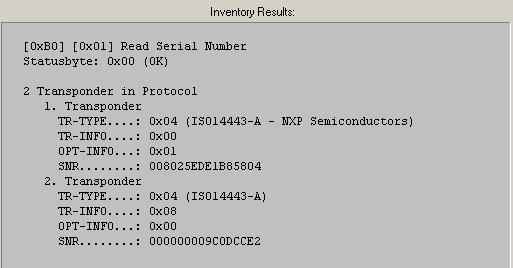 5.4.1.1. Reading the serial number (UID) of a transponder.