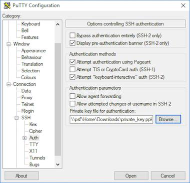 2. PuTTY's initial window is the Session Category (navigate PuTTY's various categories, along the lefthand side of the window). 3.