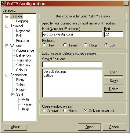 Connecting from Windows using PuTTY Launch PuTTY Supply machine name